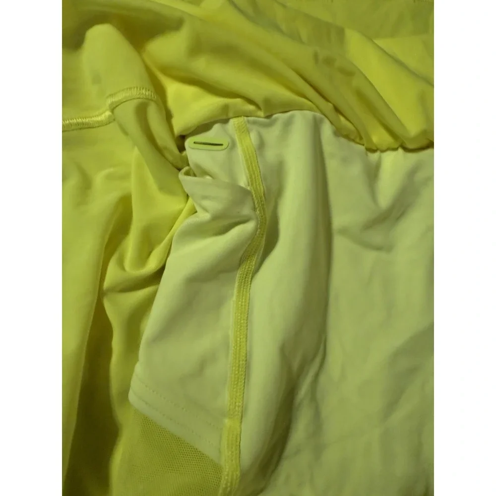 Lululemon Court Rival Perforated HIgh Rise Skirt Skort Highlight Yellow Womens 2